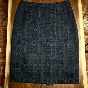 Hugo Boss Cobalt Blue & Black Textured Pencil Skirt – Size 40 (US 8)